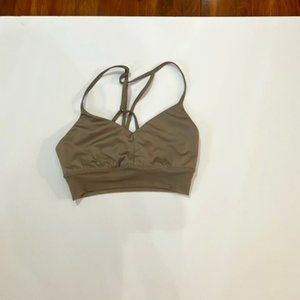 ALO YOGA LAVISH BRA COLOR GLOSSY GRAVEL SIZE SMALL